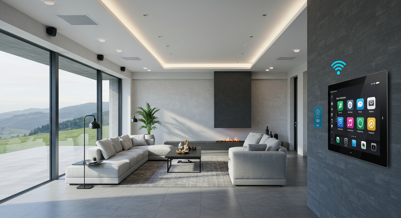 Entertainment room with surround sound system
